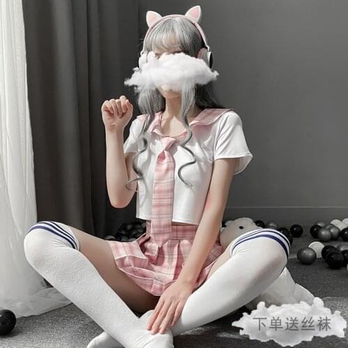 Lolita Sexy Sleepwear Pink School Girl Navy Sailor Costumes Miniskirt Velcro Outfit Women Cosplay Lingerie Student JK Uniform