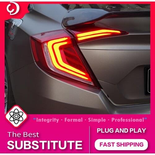 AKD Car Styling Taillights for Honda Civic X G10 10th 2016 2017 2018 2019 LED Tail Light Lamp Turn Signal Rear Reverse Brake