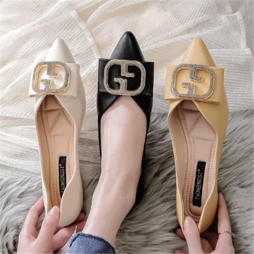 Spring / Autumn Asakuchi PU Fashion Flats Pointed for Women Boat Shoes Brand Ladies Flats High Quality Women Single Shoes