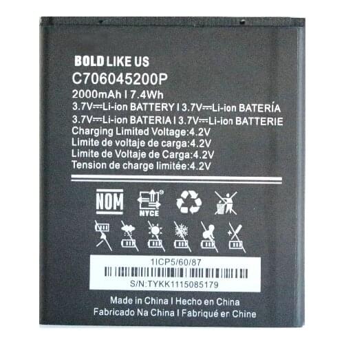1x 2000mAh C706045200P Replacement Li-ion Battery For BLU Studio C 5+5 S0050UU D890 D890U D890L Batterie Bateria Batterij