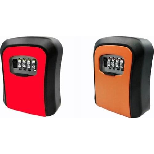 2 Set Password Key Lock Box Wall Mounted 4 Digit Combination Key Storage Lock Box Red & Orange