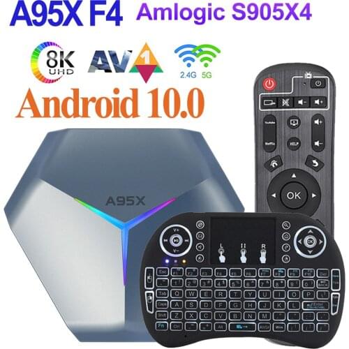 2021 New A95X F4 Smart TV BOX Android 10 TV BOX Amlogic S905X4 RGB Light 4G 32G 64G Set Top Box Dual Wifi 8K Media Player