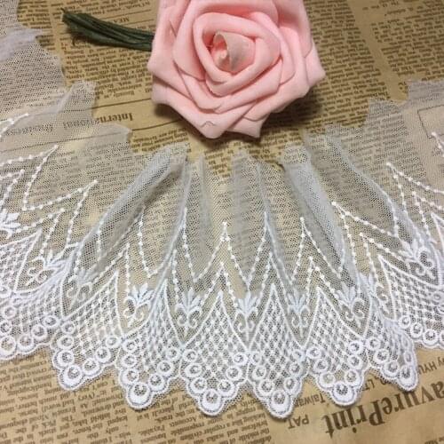 3Yards 2018 New High Quality White Lace Ribbon Tape 9.5CM Lace Trim DIY Embroidered For Sewing Decoration african lace fabric