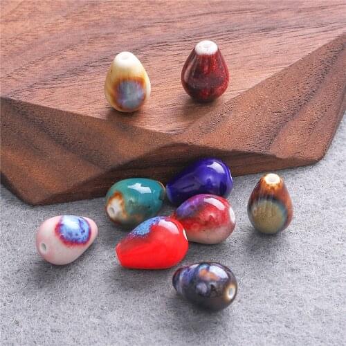 5pcs 15X11mm Handmade Chinese Ceramic Porcelain Teardrop water-drop Beads for DIY Charm Earring Necklace Jewelry Craft Making