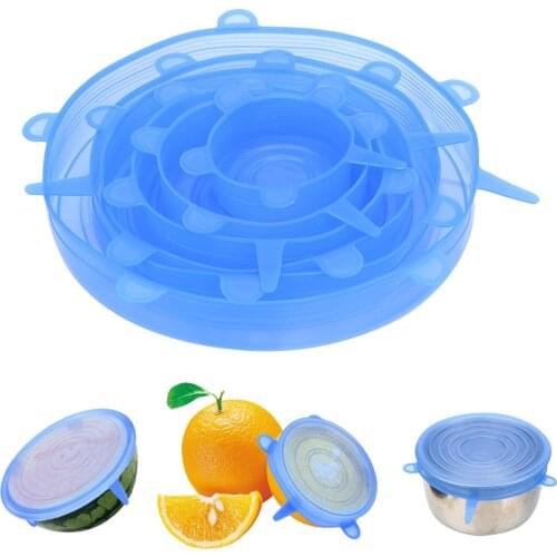6/12pcs Reusable Silicone Lids Food grade tapas de silicona para alimentos Spill Lids For Food Pot Dish Kitchen Access