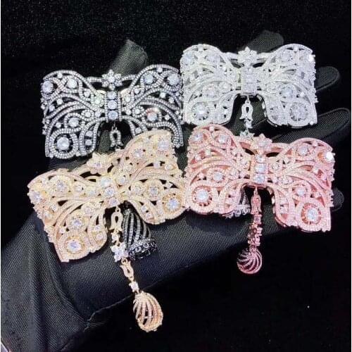 68x90mm Womens High Quality bow CZ-inlaid Pearl Bracelet Buckle, necklace buckle, sweater chain connection buckle