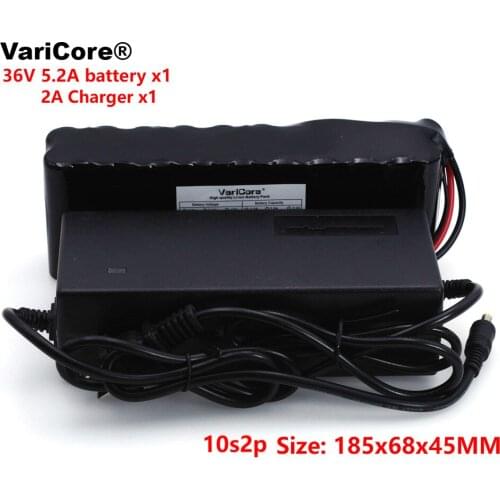 VariCore 36V 5.2Ah 10S2P 18650 Rechargeable battery pack modified Bicycles,electric vehicle 42V Protection PCB+42v 2A Charger