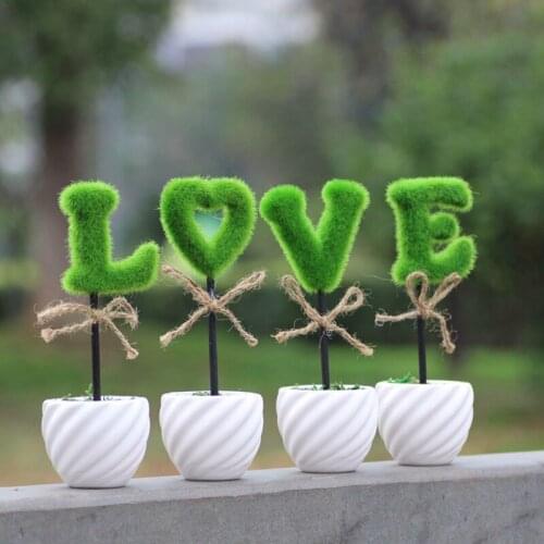 Free Shipping Home Decor Wedding Decoration Ceramic Vase Plant Set Potted Hair Ball Artificial Plant Set 9 Shapes Flower Bonsai