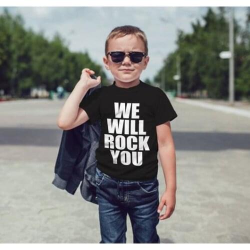 We Will Rock You Print Kids tshirt Boy Girl t shirt For Children Toddler Clothes Funny Tumblr Top Tees Drop Ship CZ-2