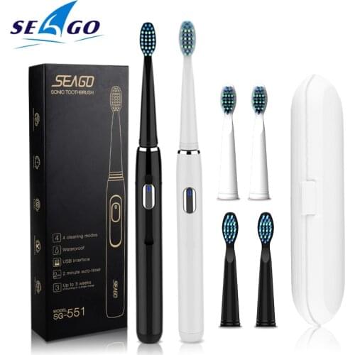 SEAGO Electric Toothbrush Rechargeable Tooth Brush Waterproof Sonic Toothbrush Automatic Toothbrush Travel Brush Teeth Whitening