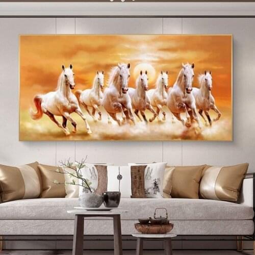 Running Horses Animals Canvas Paintings on the Wall Art Posters And Prints Sunset Landscape Canvas Art Pictures Wall Decor
