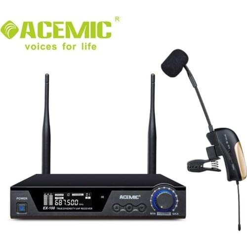 True diversity professional wireless saxophone microphone ACEMIC EX-100/ST-4 Trumpet microphone,trombone microphone