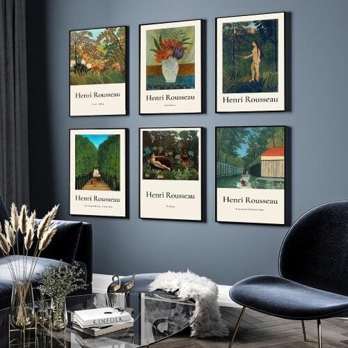 Rousseau Retro Landscape Art Classics Canvas Painting Lotus Flowers Wall Pictures Exotic Plants Print Poster Living Room Decor