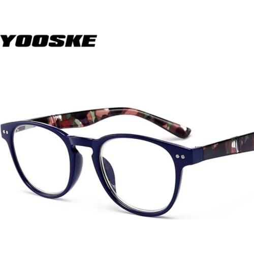 YOOSKE Classic Round Reading Glasses Women Vintage Eyeglasses Male Farsightedness Clear Presbyopia Diopter +1.0 +2.0 +3.0 +4.0