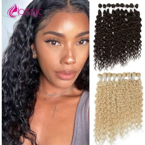 CLASSIC PLUS Water Wave BIO Hair Bundles Weave Ombre Blonde 22-26inch 9 Pcs Heat Resistant Fibre Synthetic Curly Hair Extensions