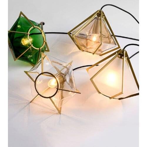 Creative Geometric White/Green Diamond Glass Pendant Lights for Living/Dinning Room Decoration Led E14 Modern Hanging Lamp 220V