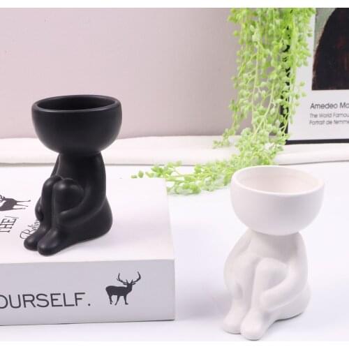 Creative Flower Pot Human Form Indoor Outdoor Ceramics Art Portrait Sculpture Planter Vase Home Garden Decor Plant Pot 2021