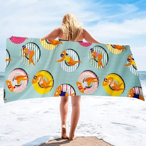 Cool Summer Beach Towel Shawl Print Sandal Sea Wave Coconut Ice Cream Juice Beach Mat Bath Towel Superfine fiber Blanket