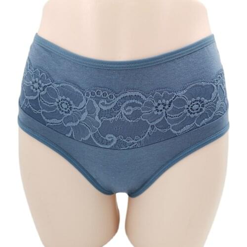 Womens cotton panties ladies' big size cotton briefs sexy lace mid waist plus size briefs tanga intimates womens underpants
