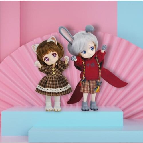 YMY Whole Doll OB11 Doll GSC Replace Face 1/12BJD Joint Doll Makeup OB11 Doll Head Includes: Doll Head + Body + Clothes + Wig