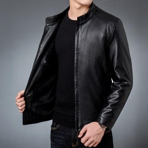 Winter New Bomber Leather Jacket Men Fashion Warm Fleece Casual Outerwear Classical Coats High Quality Clothes