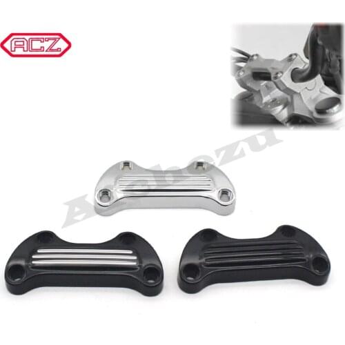 Motorcycle CNC 1" Handlebar Top Clamp Bar Riser Mount Cover Black/Chrome for Harley Touring Road King Street Glide 1974-2017