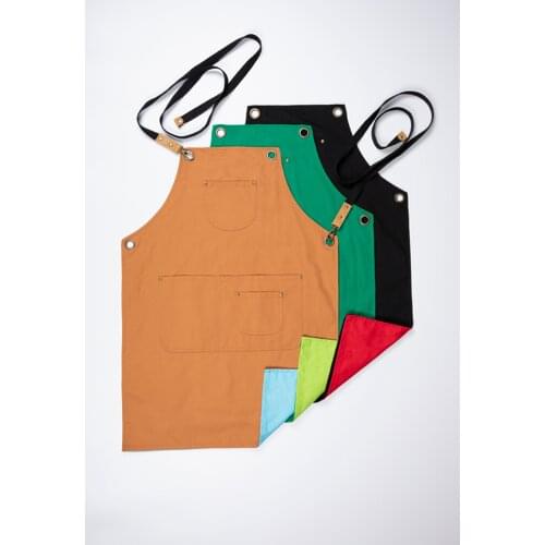 New Listing Pure Cotton Double Side Apron Exquisite Colorful Twill Canvas Couple Aprons Adjustable Straps Double-color Apron