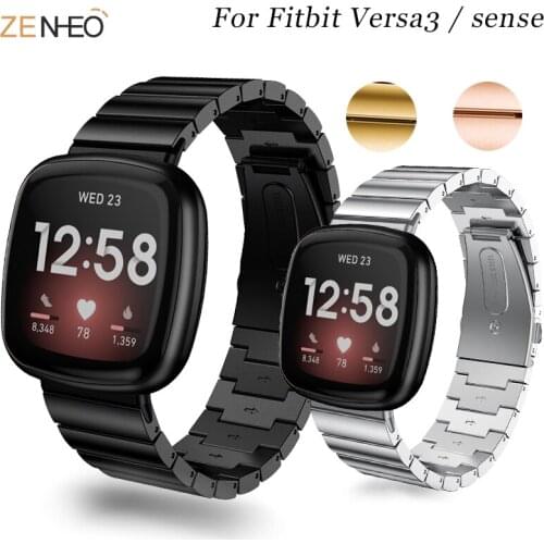 New Metal Strap For Fitbit Versa 3/sense band women strap Stainless Steel Bracelet Wristbands Replacement Accessories