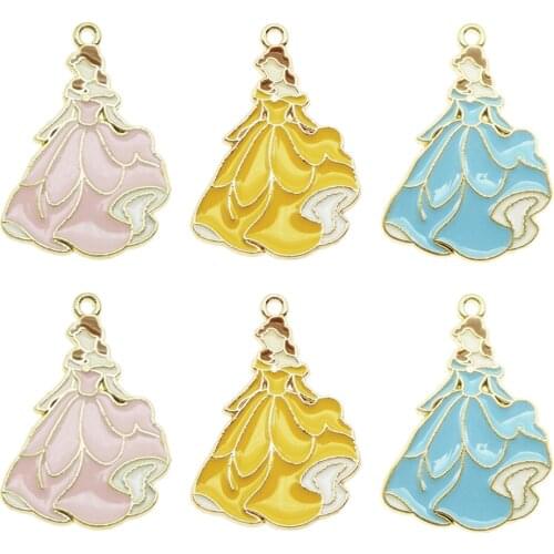 10pcs Gold Tone Pretty Girl Enamel Charms Beauty Princess Girl Shape Ornament Accessories DIY Jewelry Earring Pendant