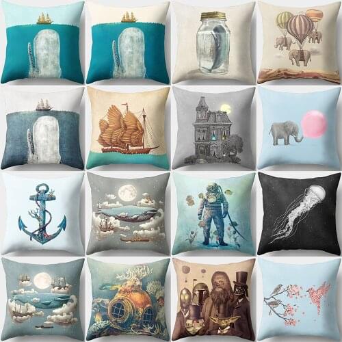Cartoon Printed Cushion Cover 45*45 Pillow Covers Pillowcase Sofa Cushions Pillow Cases Home Decor KD-0423