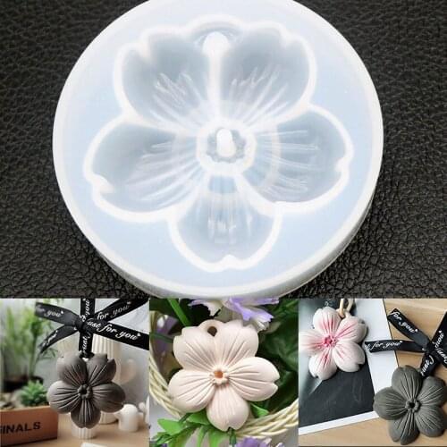 DIY crystal epoxy mold single cherry blossom mirror pendant with hole silicone resin mold creative handmade jewelry gift