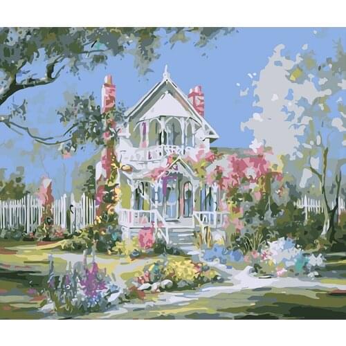 Frame DIY Painting By Numbers Picture By Numbers Landscape house Wall Art Acrylic Paint For Home Decor Art