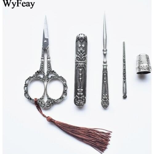 Retro Scissors Vintage Scissors Awl Threader Thimble Embroidery Scissors Tailor Scissors Sewing Supplies Craft Fabric Scissors