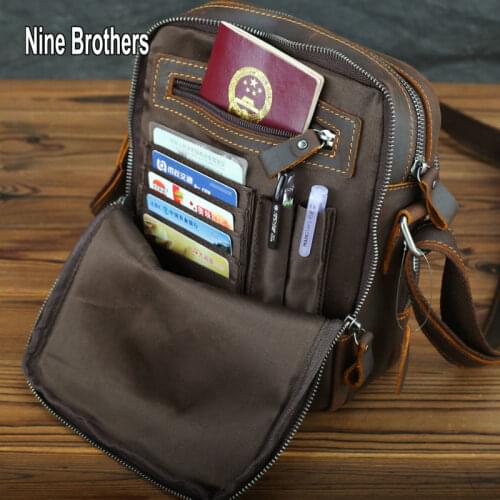 Luxury Brand Shoulder Bag Leather Crossbody Bag Natural Leather Mens Designer Bag Cowhide Passport Card Holder Ipad Phone Boys
