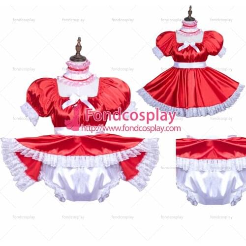 Sissy maid satin dress lockable Uniform cosplay costume Tailor-made[G3754]