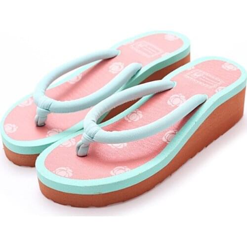 Fashion Women Rose Tape Flip Wedge Sandals Female Home Light Anti slip Flip Flops