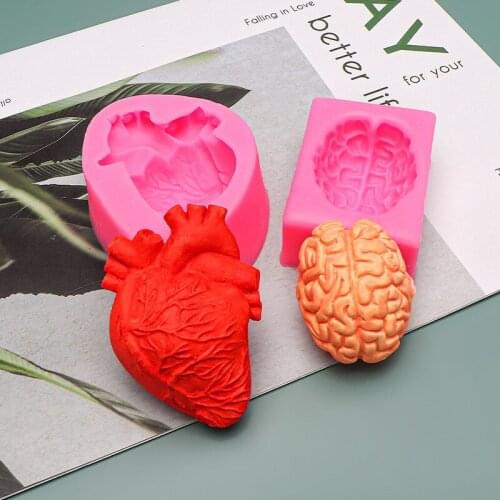 Halloween Heart Brain Silicone Fondant Mold For Aroma Stone Ornaments Pastry Cake Chocolate Decoration Kitchen Accessories