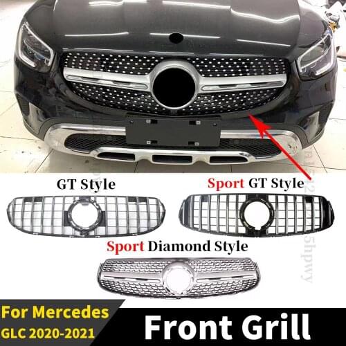 Styling Replacement Front Grille Racing Grill Tuning Hood Grille Bumper Grill For Mercedes GLC X253 C253 2020 2021 AMG Line
