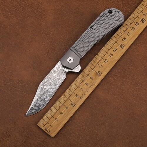 DamasSantang Steel Folding Pocket Titanium Alloy Handle Hunting Rescue Outdoor Camping Self-Defense EDC Tool Knife