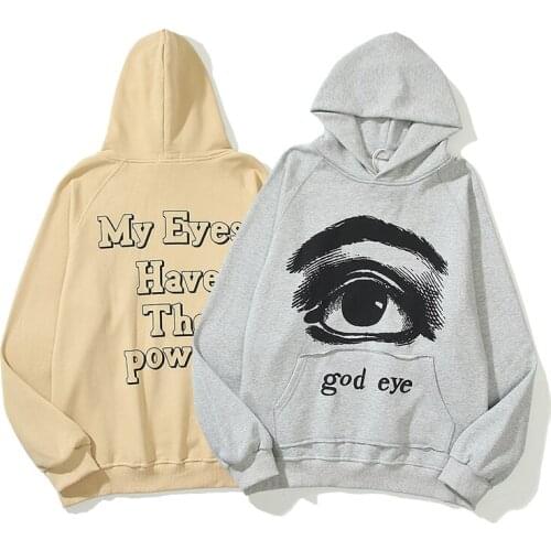 New Oversize Hooded Mens Swearshirts High Street God Eye Letter Print Casual Autumn Hoodies Couple Harajuku Stranger Things