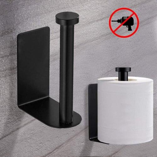 Toilet Paper Holder Wall Mounted Tissue Shelf Stainless Steel Black Bathroom Accessory Toilet Roll Holder