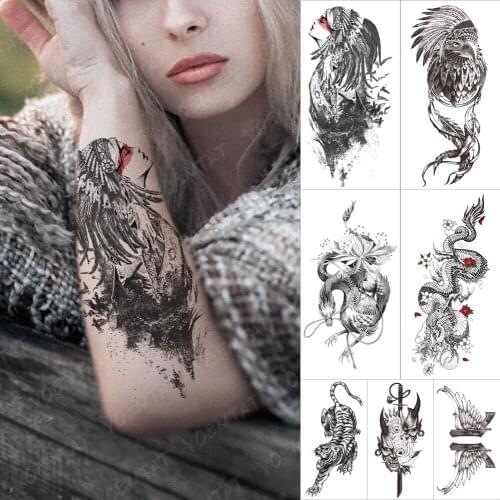 Waterproof Temporary Tattoo Sticker Indian Eagle Forest Flash Tattoos Feather Dream Catcher Body Art Arm Fake Tatoo Women Men