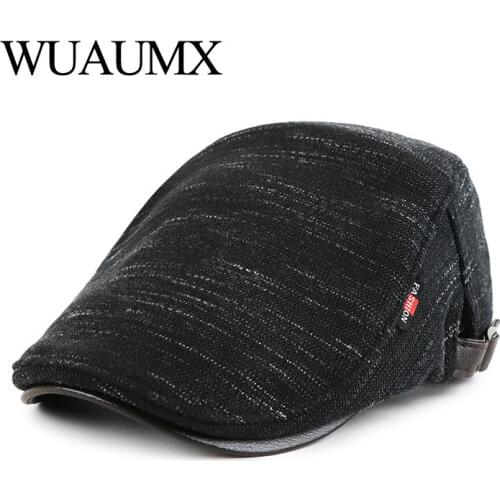 Wuaumx Brand Autumn Winter Knitting Berets Hat For Men Women Fleece knitted Beret Caps Adult Visors Streetwear Flat Ivy Cap
