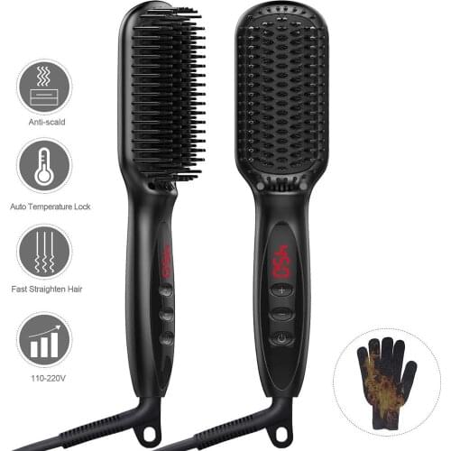 Hair Straightener Beard Straightener Flat Iron Comb For Beard Hair Straightening Iron Comb Hair Styler Comb Brush EU