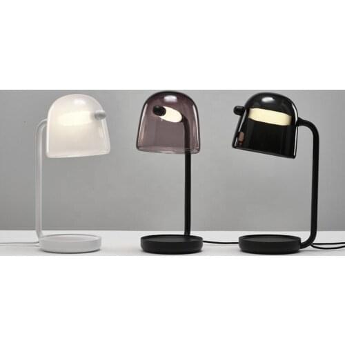 High Quality Hotel Home Decor Black Metal Base Restaurant Modern Clear Grey Glass Table Lamp Of Led deco maison