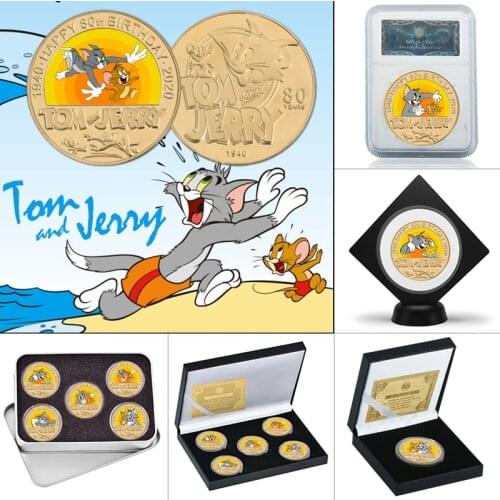 WR 5pcs Gold Plated Coins Collectibles with Box US Challenge Coin Original Anime Coins Gift Set Dropshipping