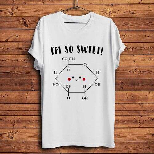 Glucose molecular formula funny geeker t shirt men summer new white short casual homme cool geek t-shirt unisex streetwear