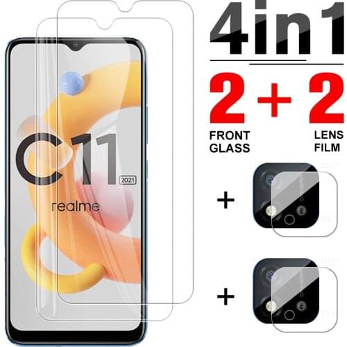 4in1 tempered glass for realme c11 2021 screen protector for oppo realme c21 c25 c25s c11 c12 c15 c3 camera lens protective film