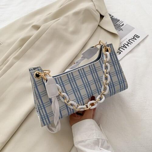 Girls' bag 2021 popular new Korean versatile ins fashion foreign style texture lattice single shoulder underarm bag