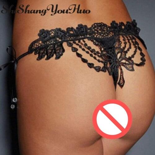 Shishangyouhuo Womens Sexy Lace Panties Briefs Open-seat Hot G string Thong Lingerie Sexual Underwear Big Plus Size M-3XL P5101